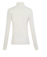 Flower brooch striped long-sleeved knit shirt