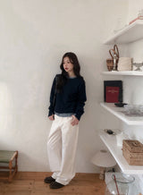 Backpoint Herringbone Cotton100 Wide Pants (2color)