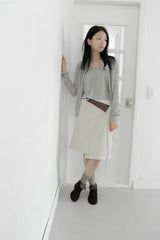 check wrap cotton midi skirt(2colors)