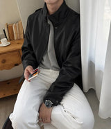 ASCLO Mono High Neck Leather Blouson (2color)