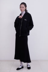 Raglan 2way Hood Zip-up (BLACK)