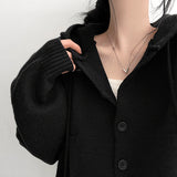 Ond Cropped Pocket Hooded Knit Cardigan