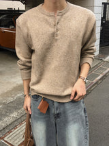 クリームソフトウールヘンリーニット