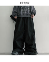 [3 Tier Length] [S-3XL] ウェンドサイドスリットバンデッドワイドパンツ (4 colors) ヘムストリング