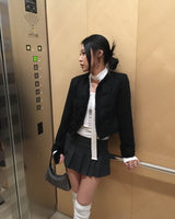 Low check button skirt