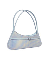 Mini Buckle Small Baguette Bag - Checkered Cloud Blue