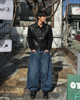 Round denim pants