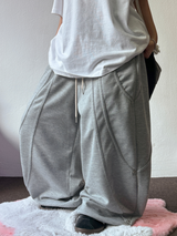 KOREAN/HIGH QUALITY 🤍🩶 AURA RIVET SEMI BALLOON WIDE LONG PANTS 🩶🤎🖤🤍 - 4 COLORS