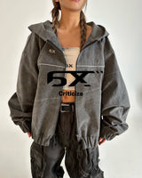 6X Pigment hooded zip-up (Washing Vintage Grey)