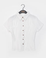 Deepen Embossing Linkle Collar Short-Sleeved Shirt