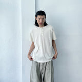Structured Shoulder-Button Textured T-Shirt