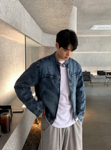 Biwon Washed Biker Denim Jacket