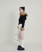 デッカウルフジョットフード付きファーニットジップアップジャケット (Wool Jacket)