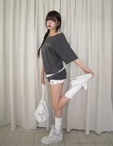 I Love pattern banding shorts
