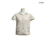 (2color) Pocket Wool Flare Half-Sleeve Cardigan