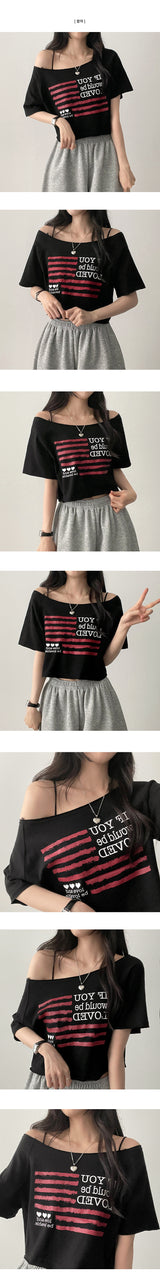 Risch アンバランスショルダー半袖Tシャツ
