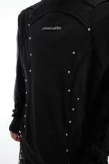 ディコンストラクティドメッシュパネルスタッディドタートルネックTシャツ