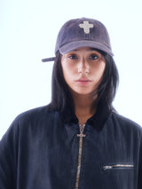 TWILL FADED RANDOM STITCH EMBROIDERY パッチウォッシュボールキャップ