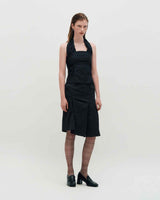 Wide Tie Stripe Halter Top _ GREY