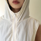 Vasen nylon rivet windbreaker hooded vest