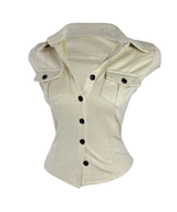 Velvet Suede Pocket Slim Shirt Top
