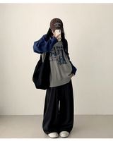 Wenli front, side pin tuck training string wide pants