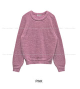 [Wool 20%] ドビーラインアルパカラウンドニット