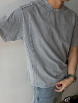 [A-T0162] ピグメントパネル半袖Tシャツ (2色)