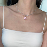 MADE pink donut necklace