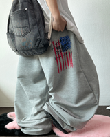 HIP PRINT AMERICAN FLAG VER🤍🤎 ツープリーツバルーンコットンパンパンツ - 4 COLORS