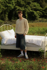 Retro Pattern V-Neck Knitwear - Ivory