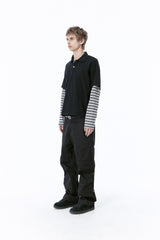 SIDE SNAP BACK LOGO PANTS (BLACK)