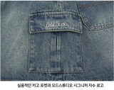 Sand Washing Cargo Denim Mini Skirt