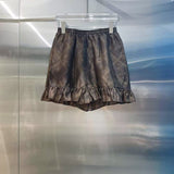 Unique Flare Wave Stripe Punched Drape Shirt Short Pants Set