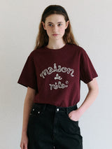メゾンドローラ アウトライン Tシャツ バーガンディ