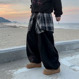Layered Shirt Wide Cotton Pants