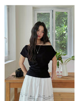 Off Shoulder Ruched Short Sleeve Top