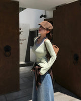 Rail Off Wide U-Neck T-Shirt