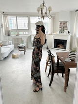 CHECK PATCH PRINTING LONG DRESS