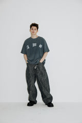 ヴィンテージペイズリーTシャツ (Ashed-blue)
