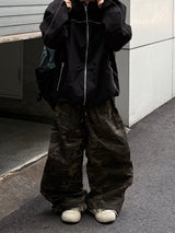 camo hip patch wide pants