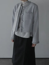 Noir Unbalance Button Scarf Blouse