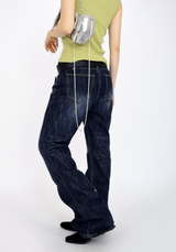 back rivet boots cut denim pants