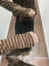 Fleece Stripe Frill Cardigan (4 Colors)