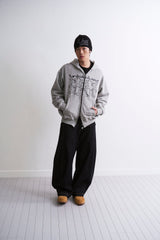 UNTITLED LION EMBLEM  HOOD ZIP UP  GRAY