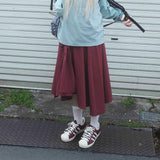 Stripe Tie Skirt (burgundy)