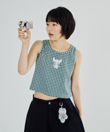 CAT MONSTER CHECK SLEEVELESS