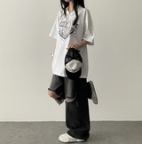 Face Heart Boxy Fit Short Sleeve T-shirt