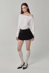 Misty button line knit, White