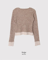 Mix Wool Layered V-neck Button Knit (2color)